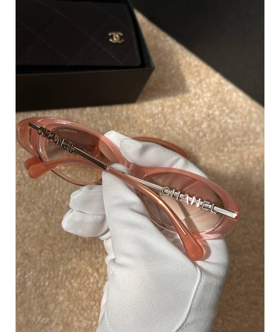 CHANEL Розовые пластиковые солнцезащитные очки, фото 2