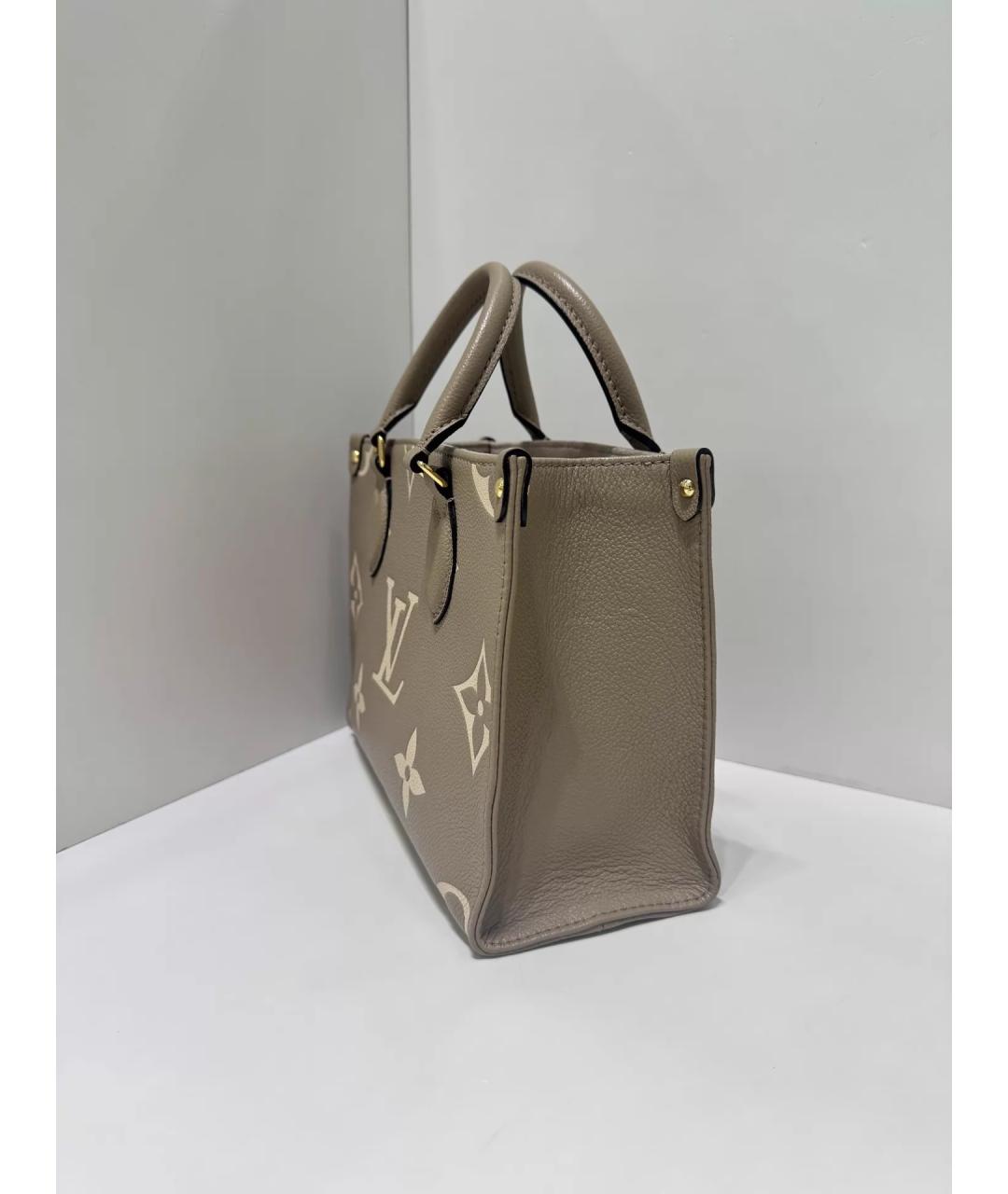 LOUIS VUITTON Серая кожаная сумка с короткими ручками, фото 3