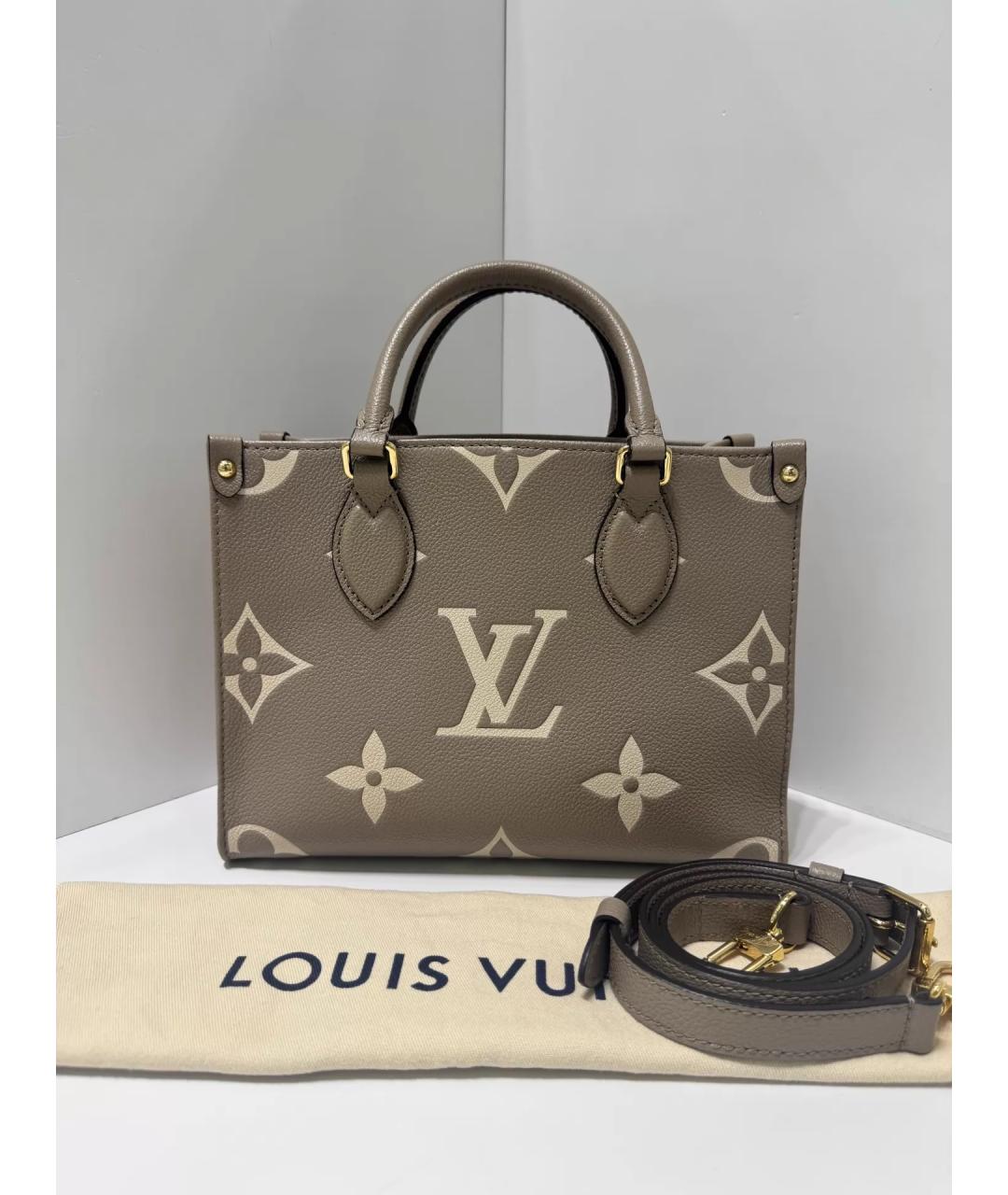 LOUIS VUITTON Серая кожаная сумка с короткими ручками, фото 2