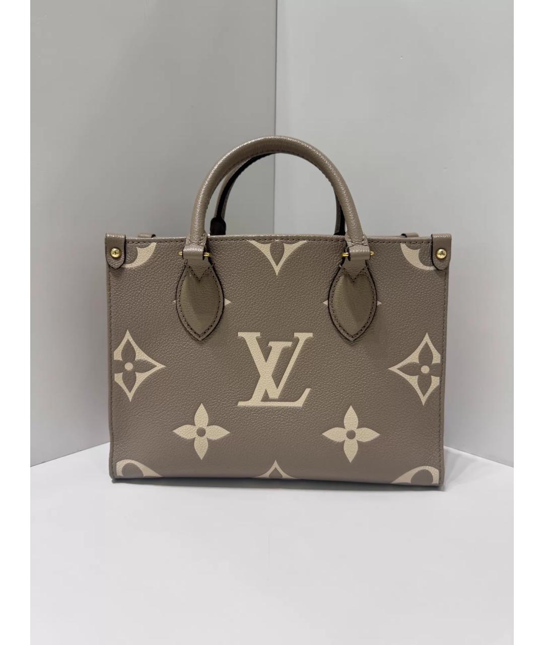 LOUIS VUITTON Серая кожаная сумка с короткими ручками, фото 5