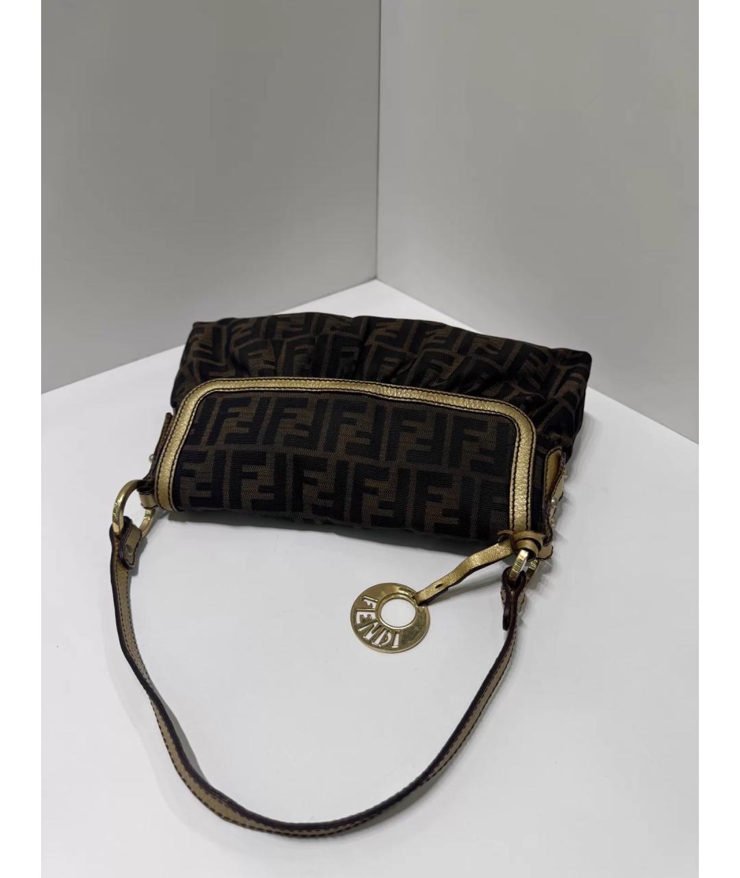 FENDI Коричневая кожаная сумка через плечо, фото 4