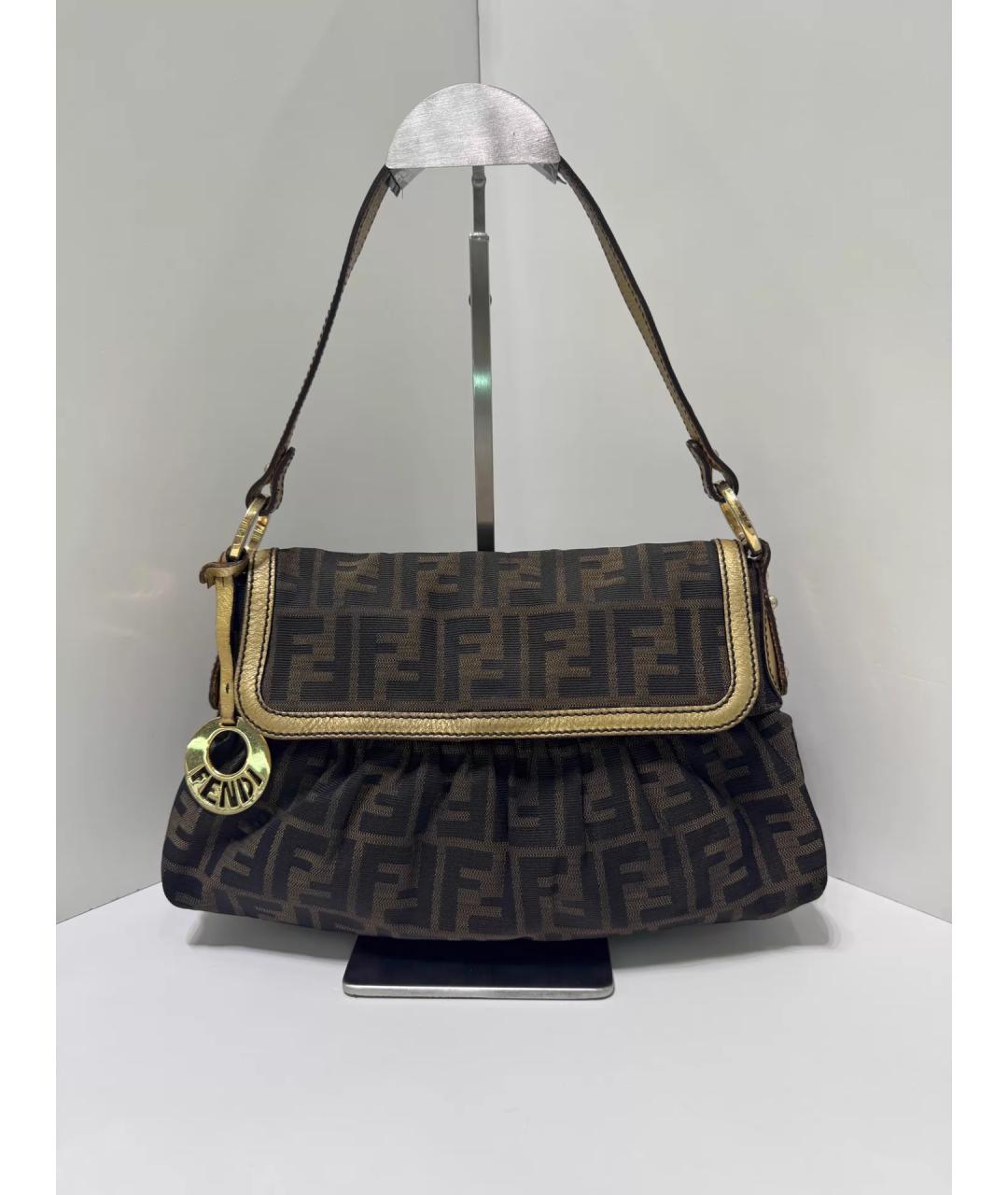 FENDI Коричневая кожаная сумка через плечо, фото 5