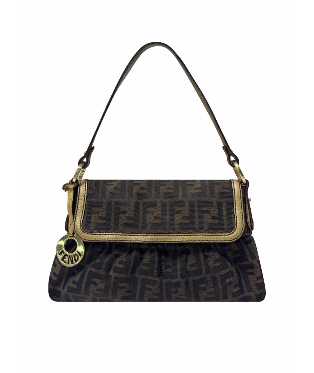 FENDI Коричневая кожаная сумка через плечо, фото 1
