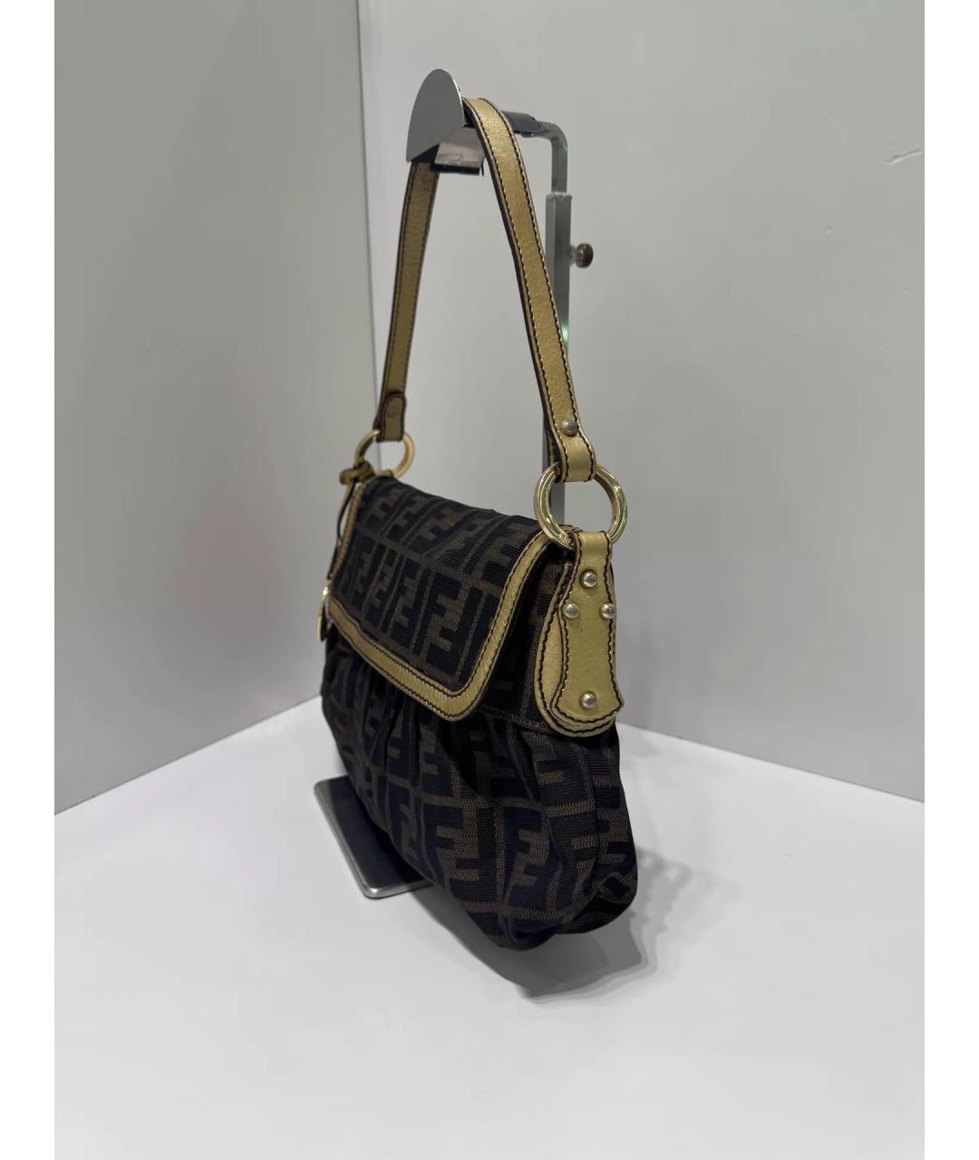 FENDI Коричневая кожаная сумка через плечо, фото 3