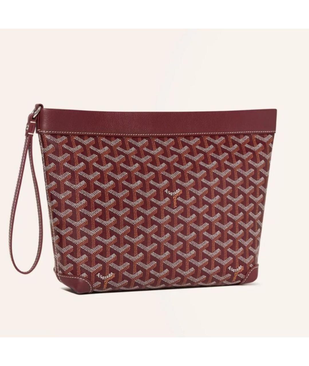 GOYARD Бордовая кожаная косметичка, фото 2