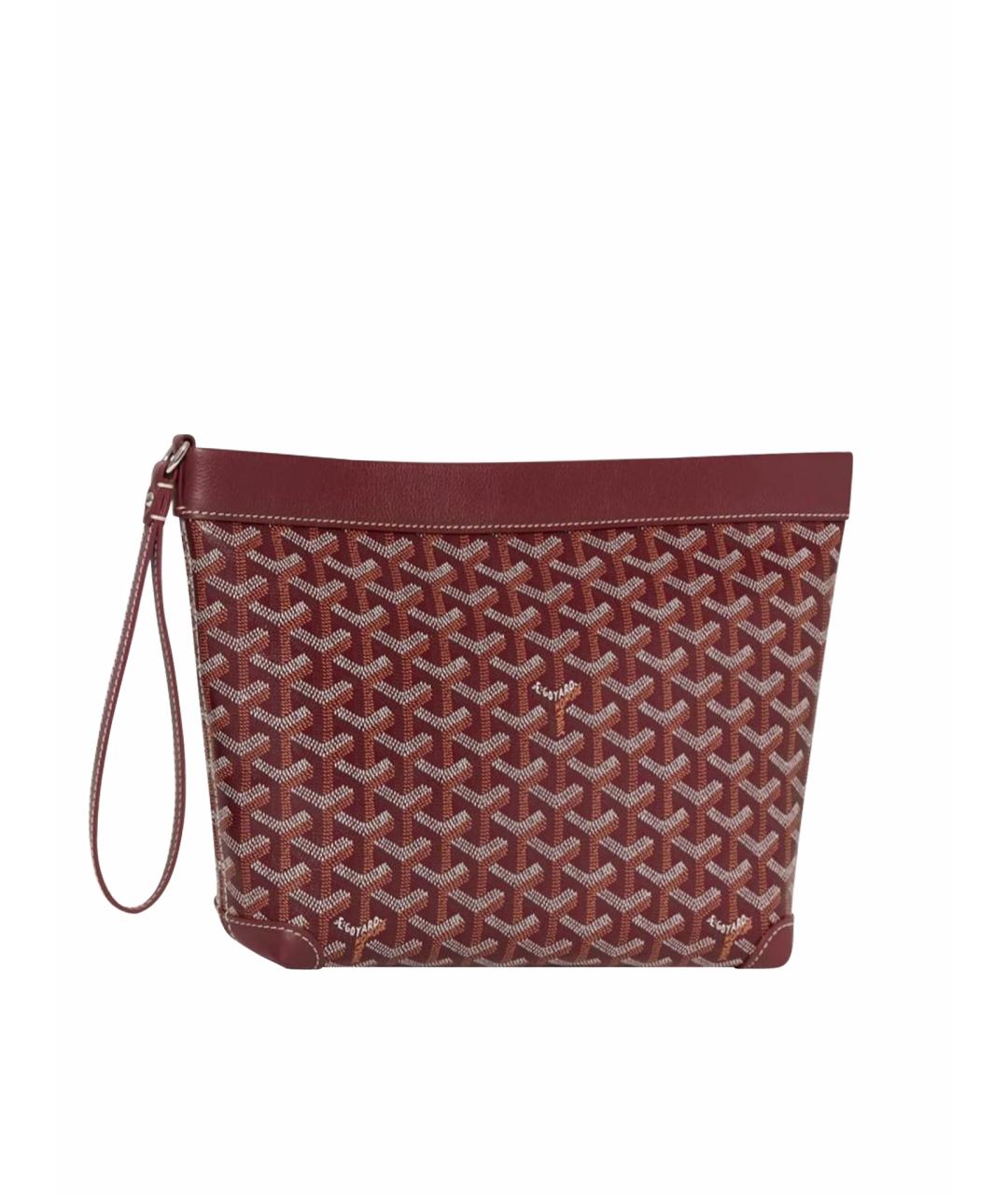 GOYARD Бордовая кожаная косметичка, фото 1
