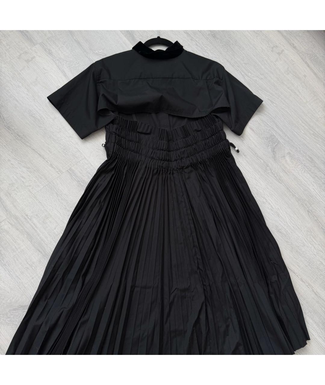 SACAI Черное хлопковое повседневное платье, фото 2