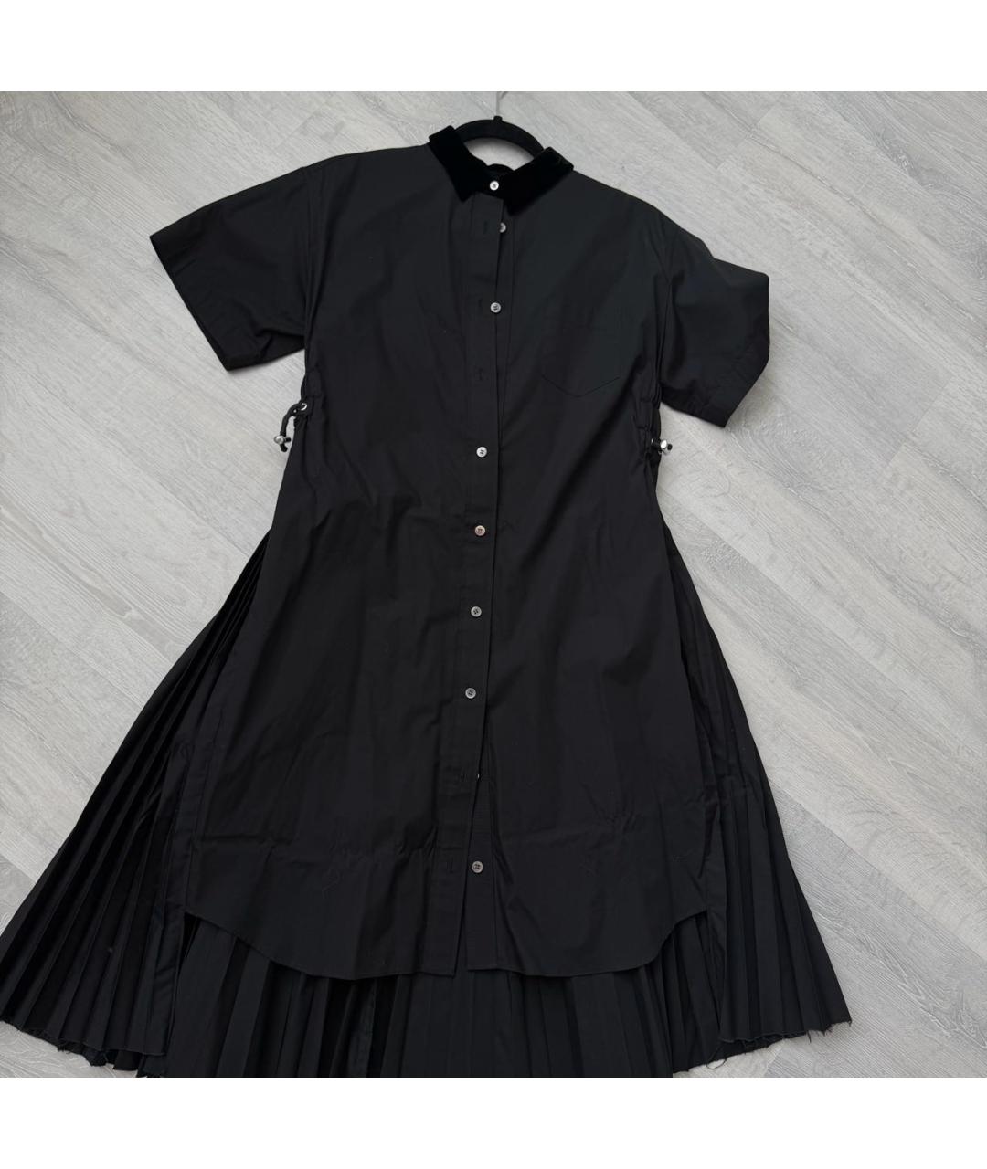 SACAI Черное хлопковое повседневное платье, фото 4