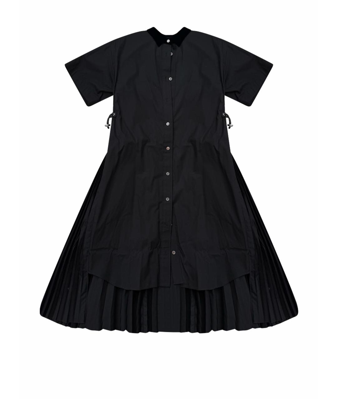 SACAI Черное хлопковое повседневное платье, фото 1