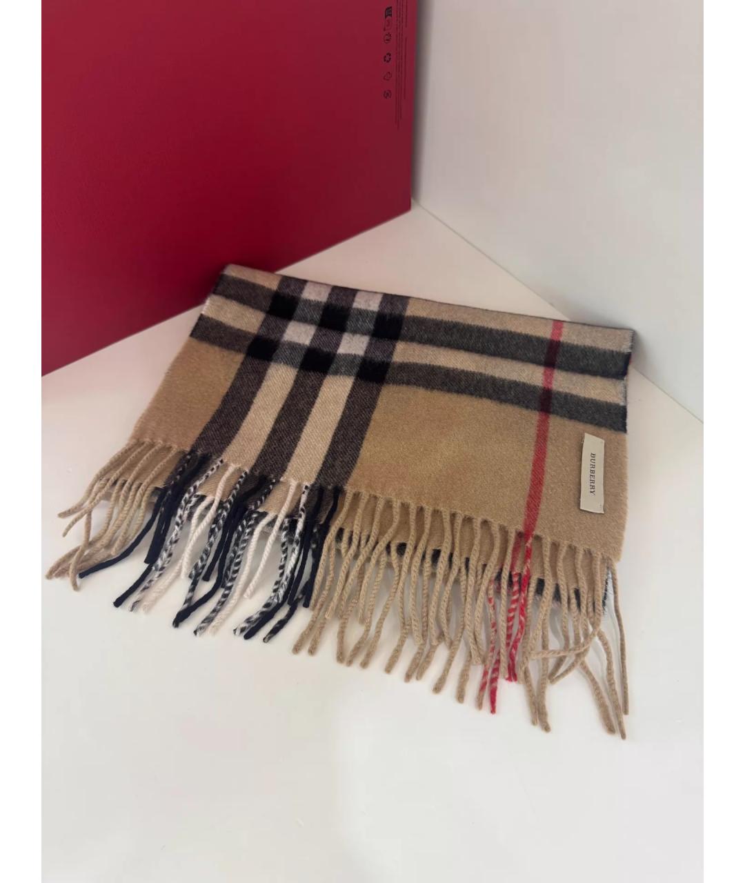 BURBERRY Бежевый кашемировый шарф, фото 4