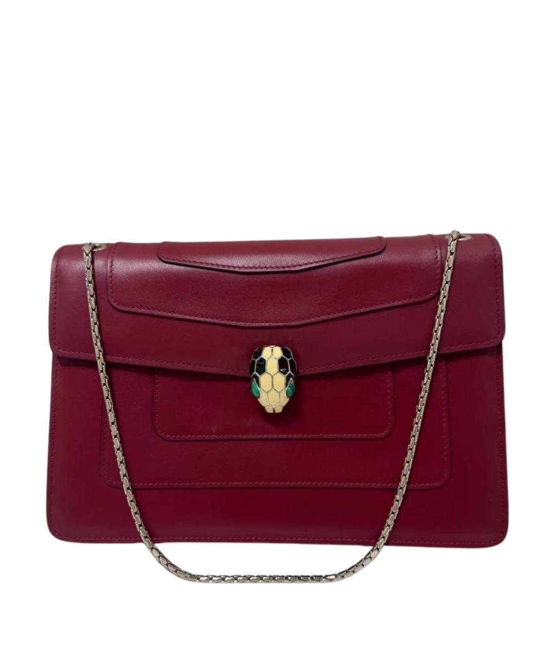 BVLGARI Бордовая кожаная сумка через плечо, фото 1