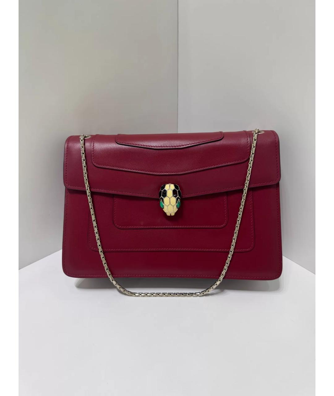 BVLGARI Бордовая кожаная сумка через плечо, фото 2