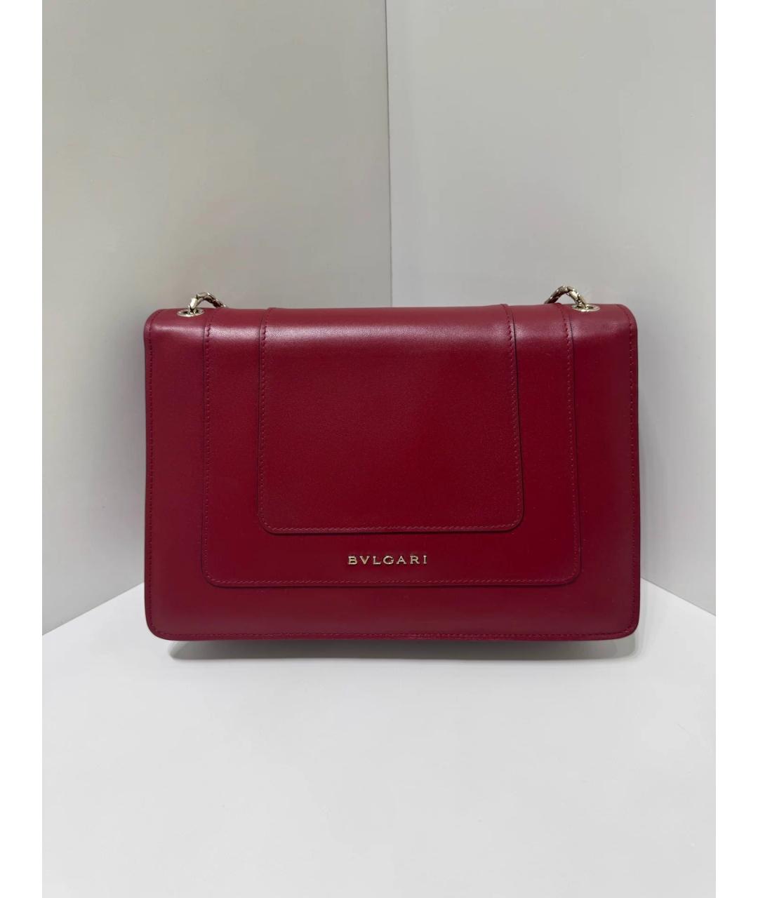 BVLGARI Бордовая кожаная сумка через плечо, фото 3