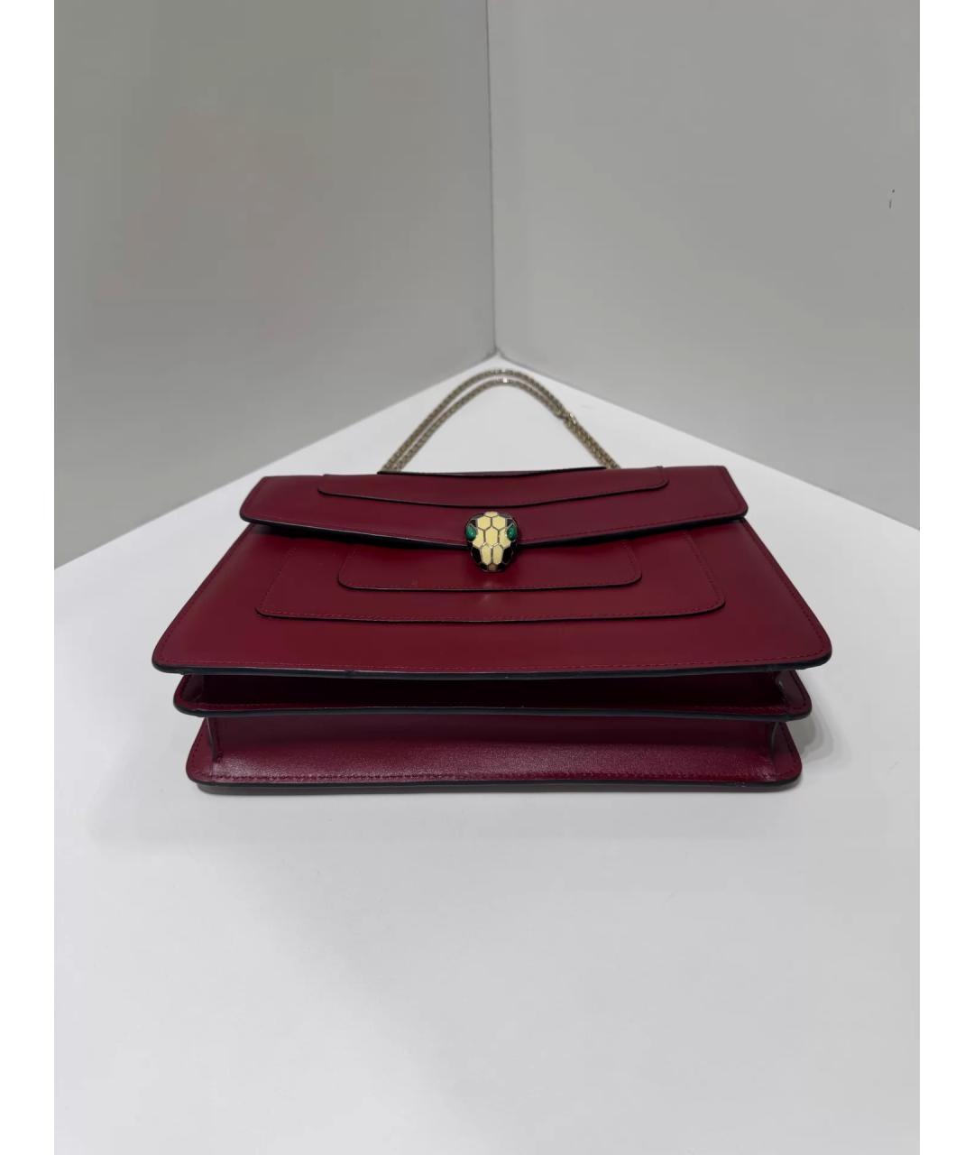 BVLGARI Бордовая кожаная сумка через плечо, фото 5