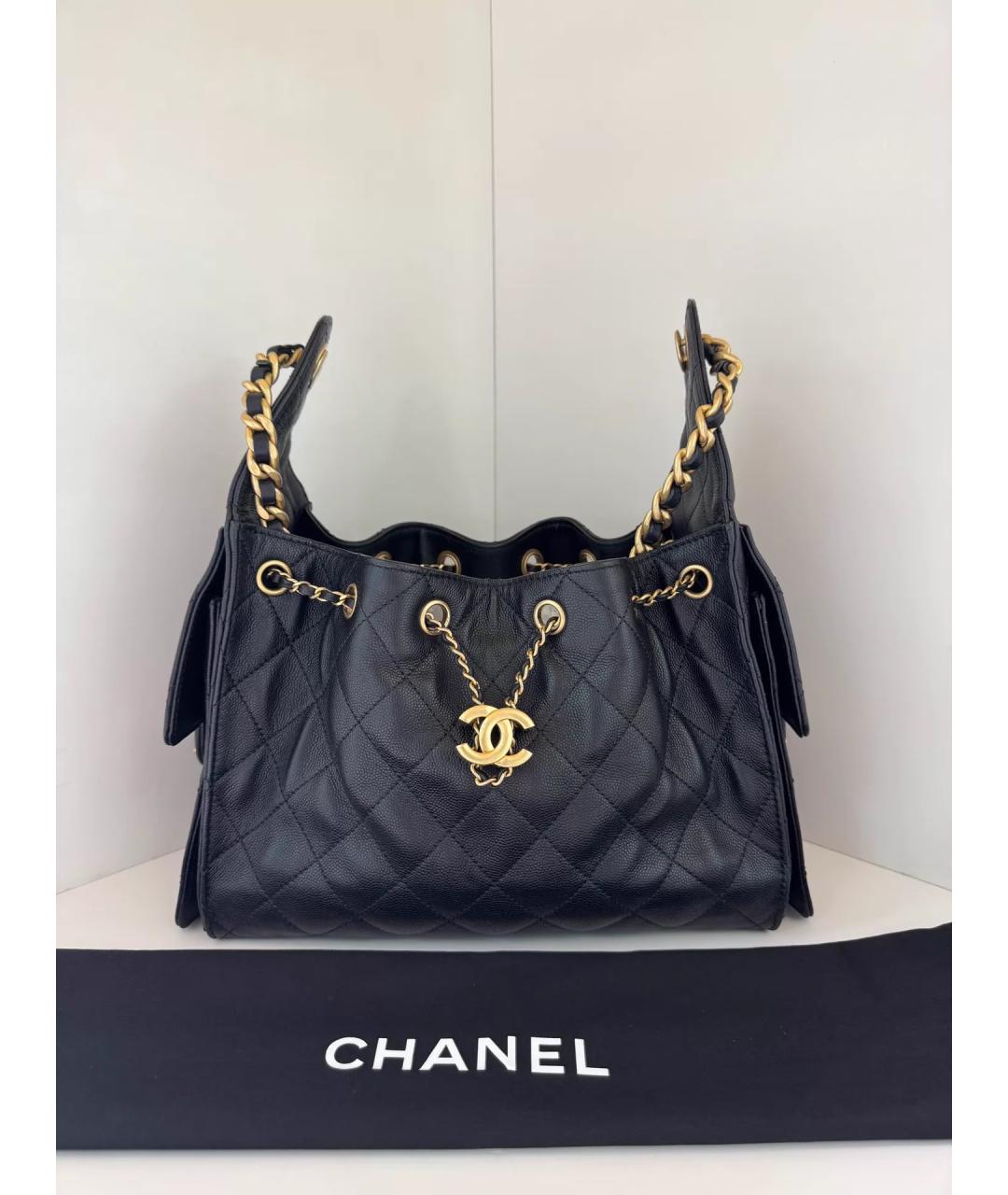 CHANEL Черная кожаная сумка через плечо, фото 5