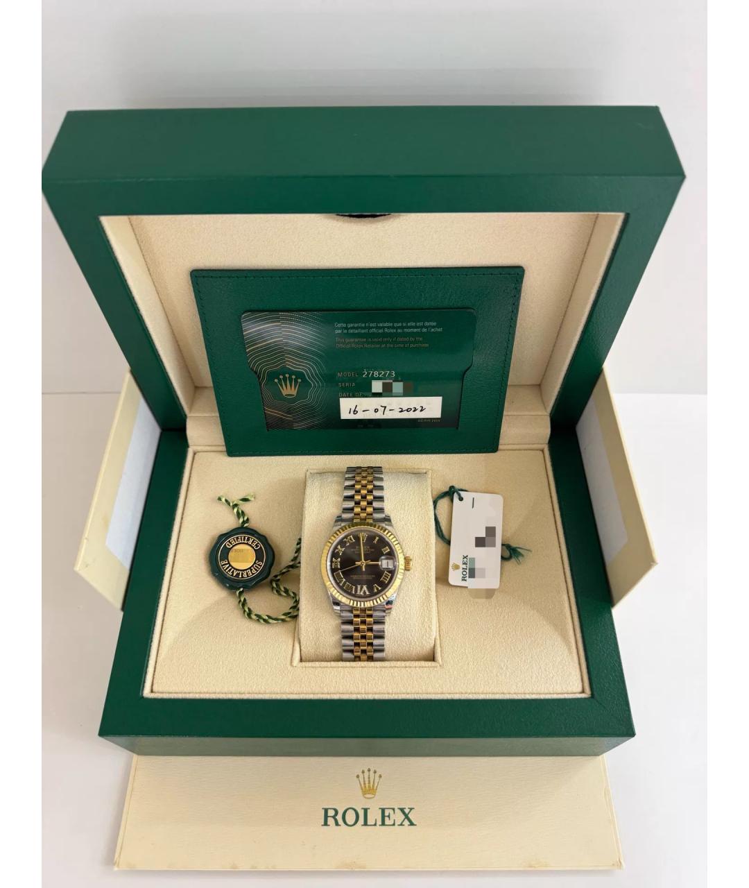 ROLEX Черные часы из розового золота, фото 3