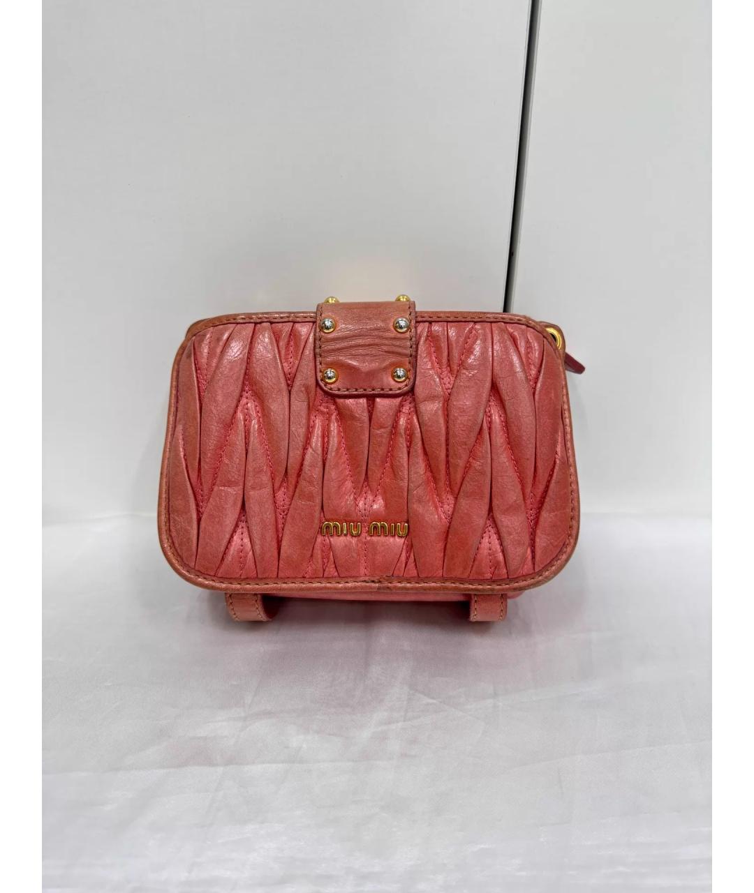 MIU MIU Розовая кожаная сумка через плечо, фото 2