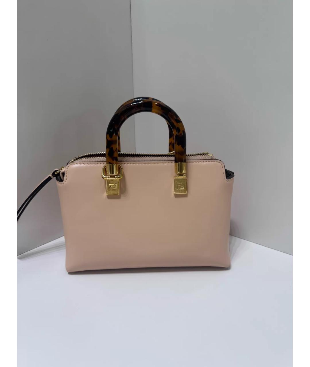 FENDI Розовая кожаная сумка с короткими ручками, фото 2