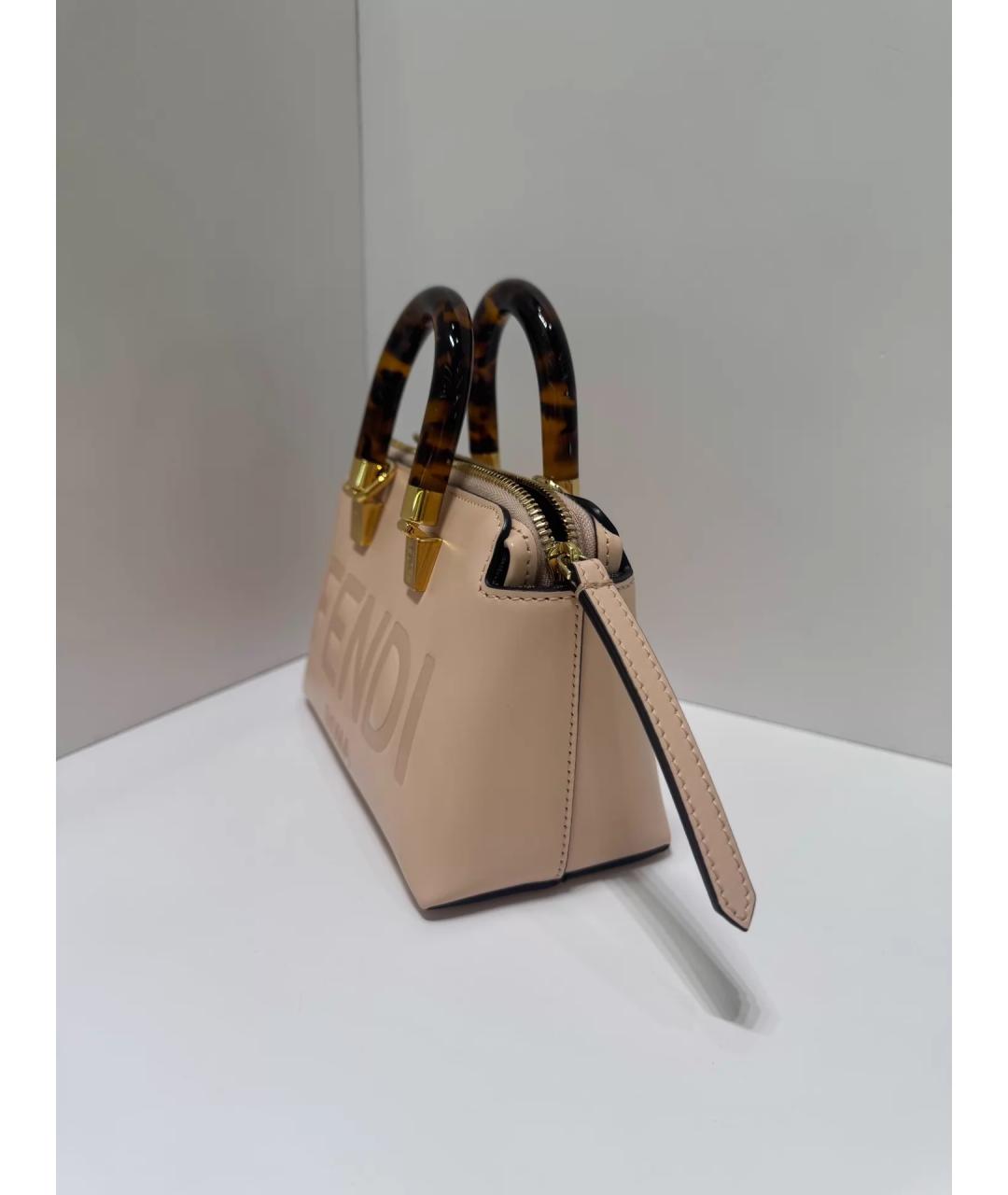 FENDI Розовая кожаная сумка с короткими ручками, фото 3