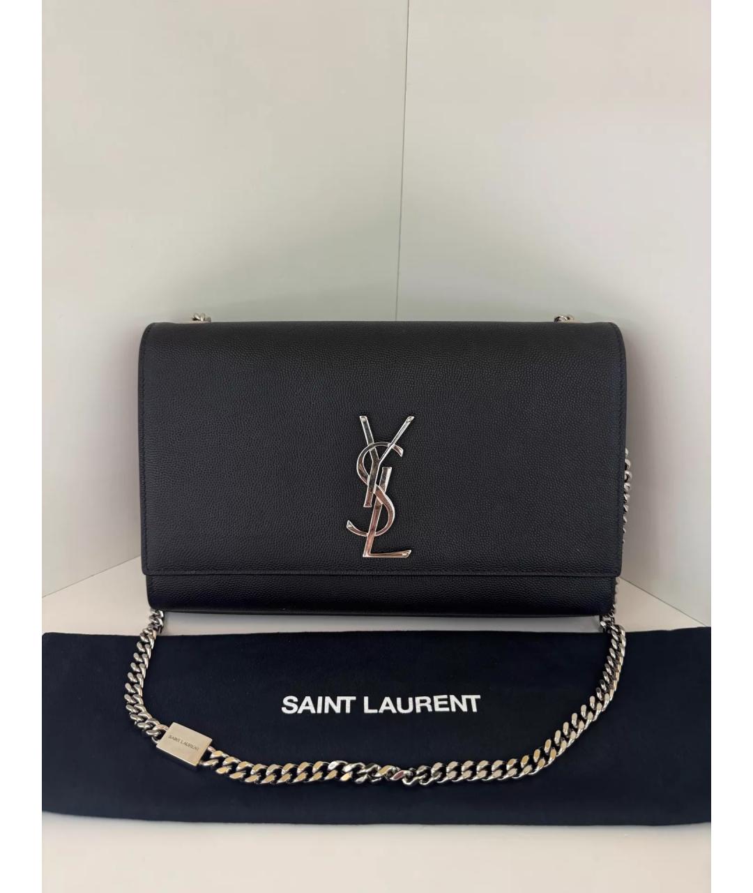 SAINT LAURENT Черная кожаная сумка через плечо, фото 5