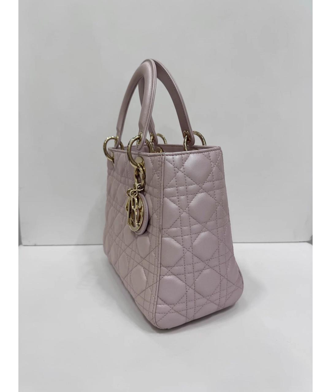 CHRISTIAN DIOR Розовая кожаная сумка с короткими ручками, фото 3