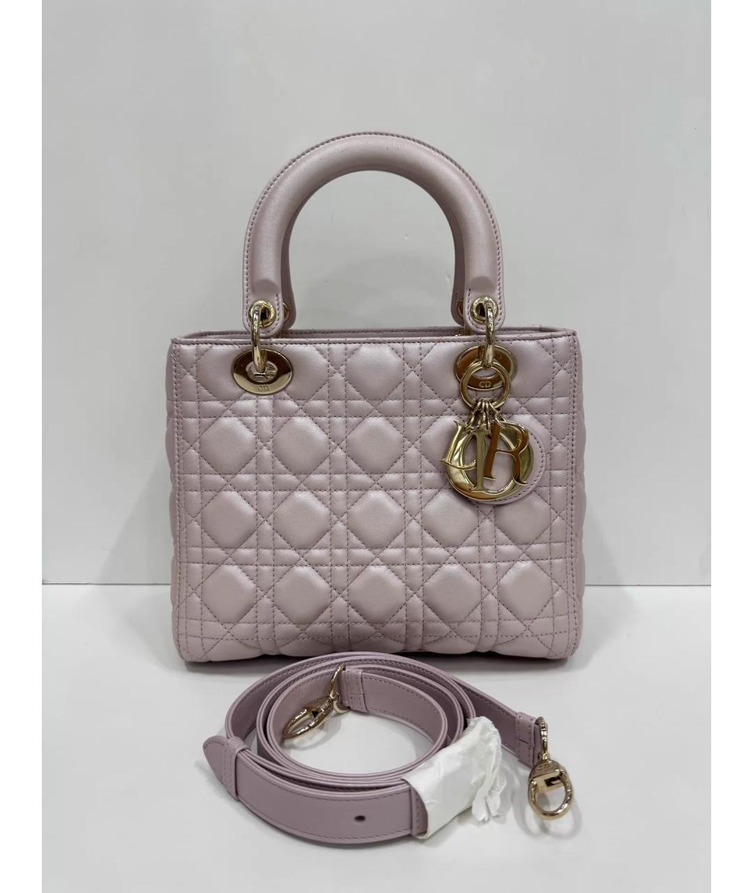CHRISTIAN DIOR Розовая кожаная сумка с короткими ручками, фото 5