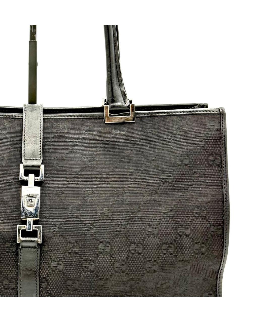 GUCCI Черная тканевая сумка с короткими ручками, фото 2