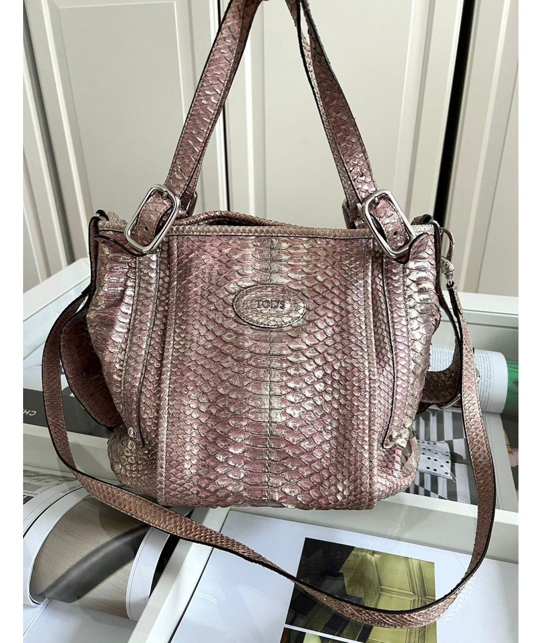 TOD'S Розовая кожаная сумка тоут, фото 9