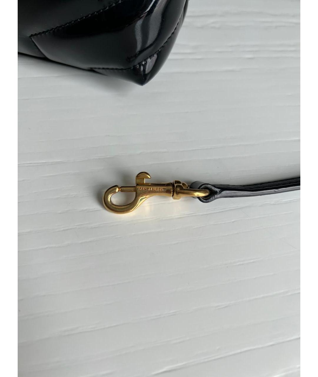 SAINT LAURENT Черная сумка через плечо из лакированной кожи, фото 8
