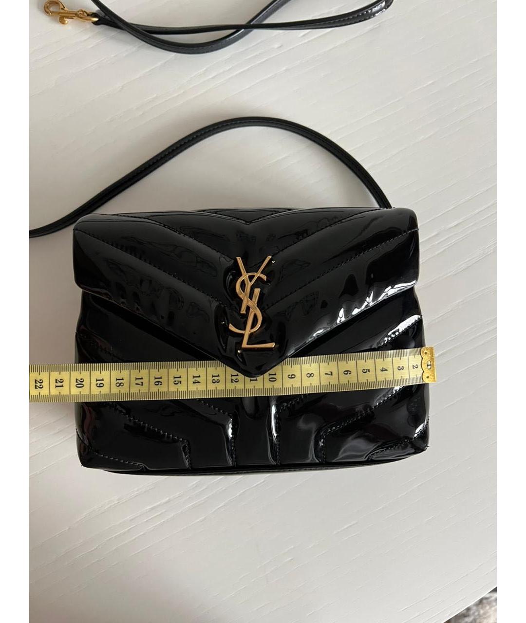 SAINT LAURENT Черная сумка через плечо из лакированной кожи, фото 4