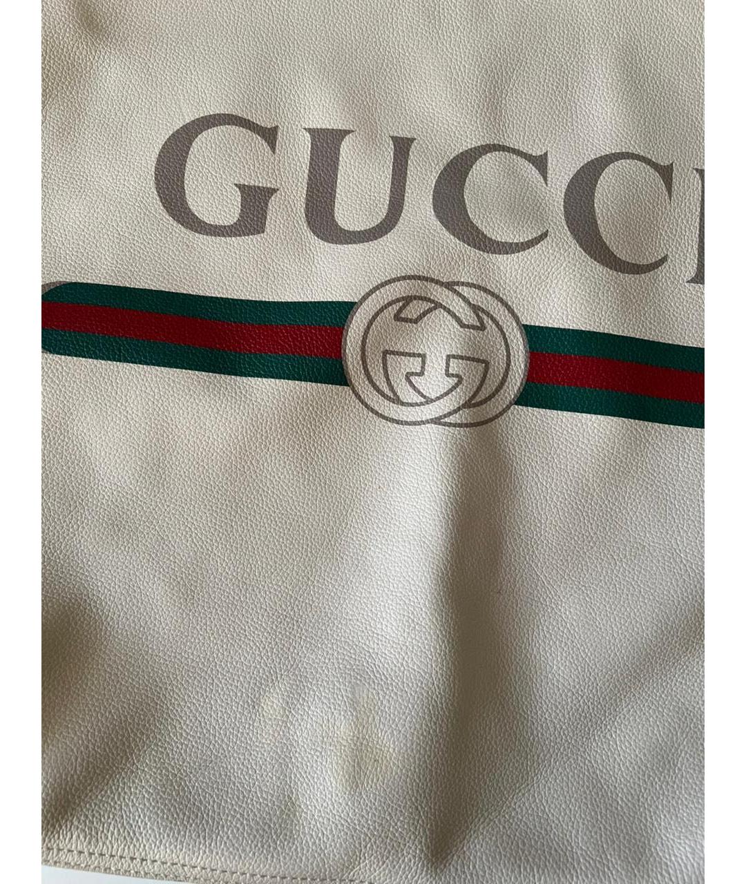 GUCCI Белая кожаная сумка с короткими ручками, фото 4