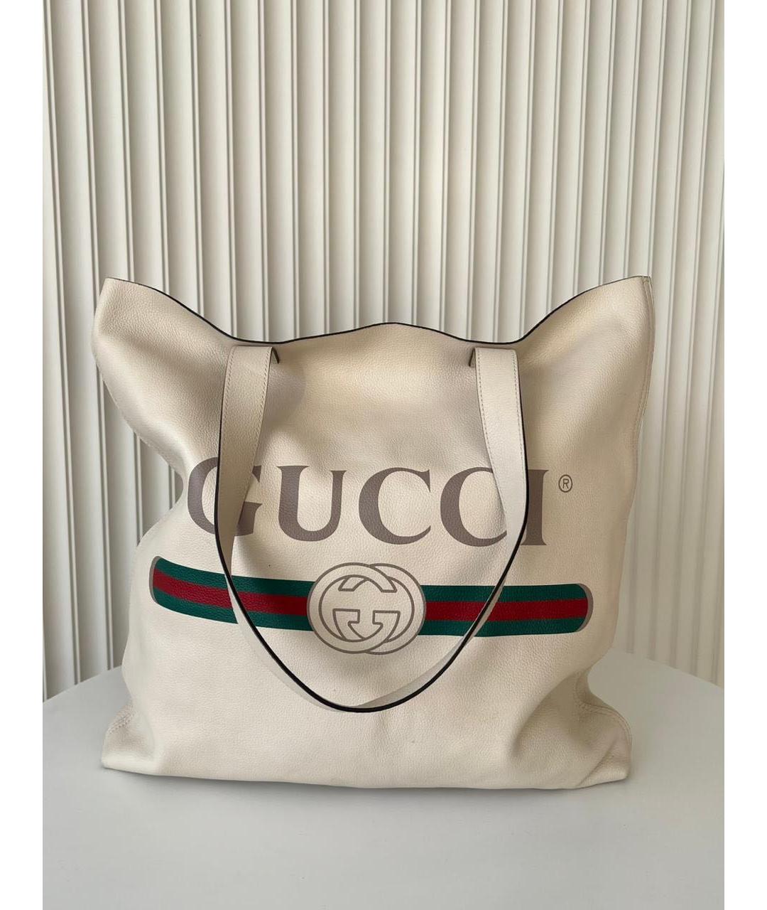 GUCCI Белая кожаная сумка с короткими ручками, фото 9