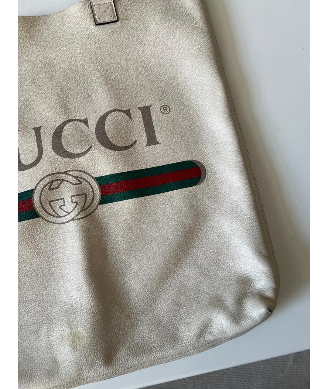 GUCCI Белая кожаная сумка с короткими ручками, фото 3