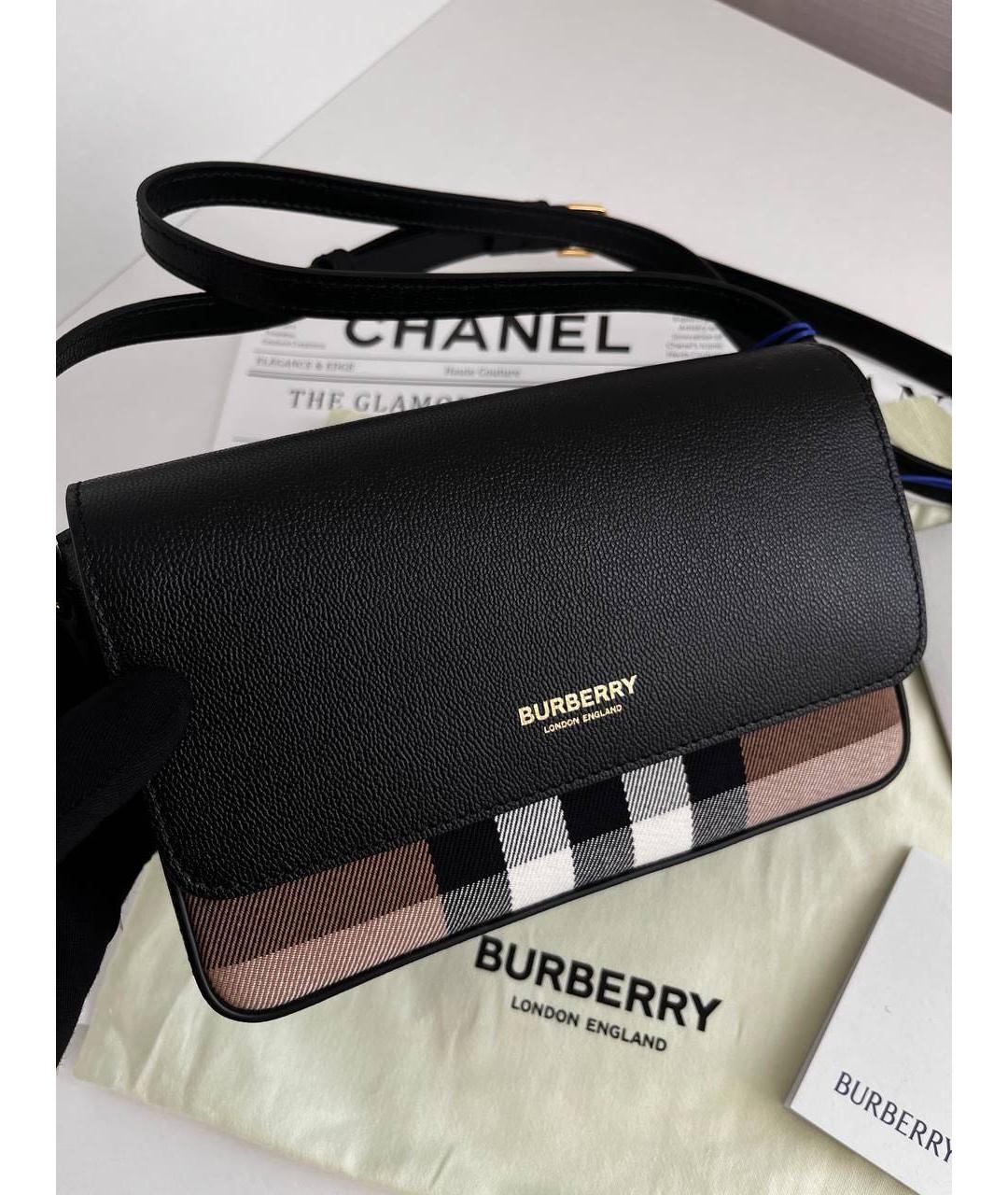 BURBERRY Черная кожаная сумка через плечо, фото 4