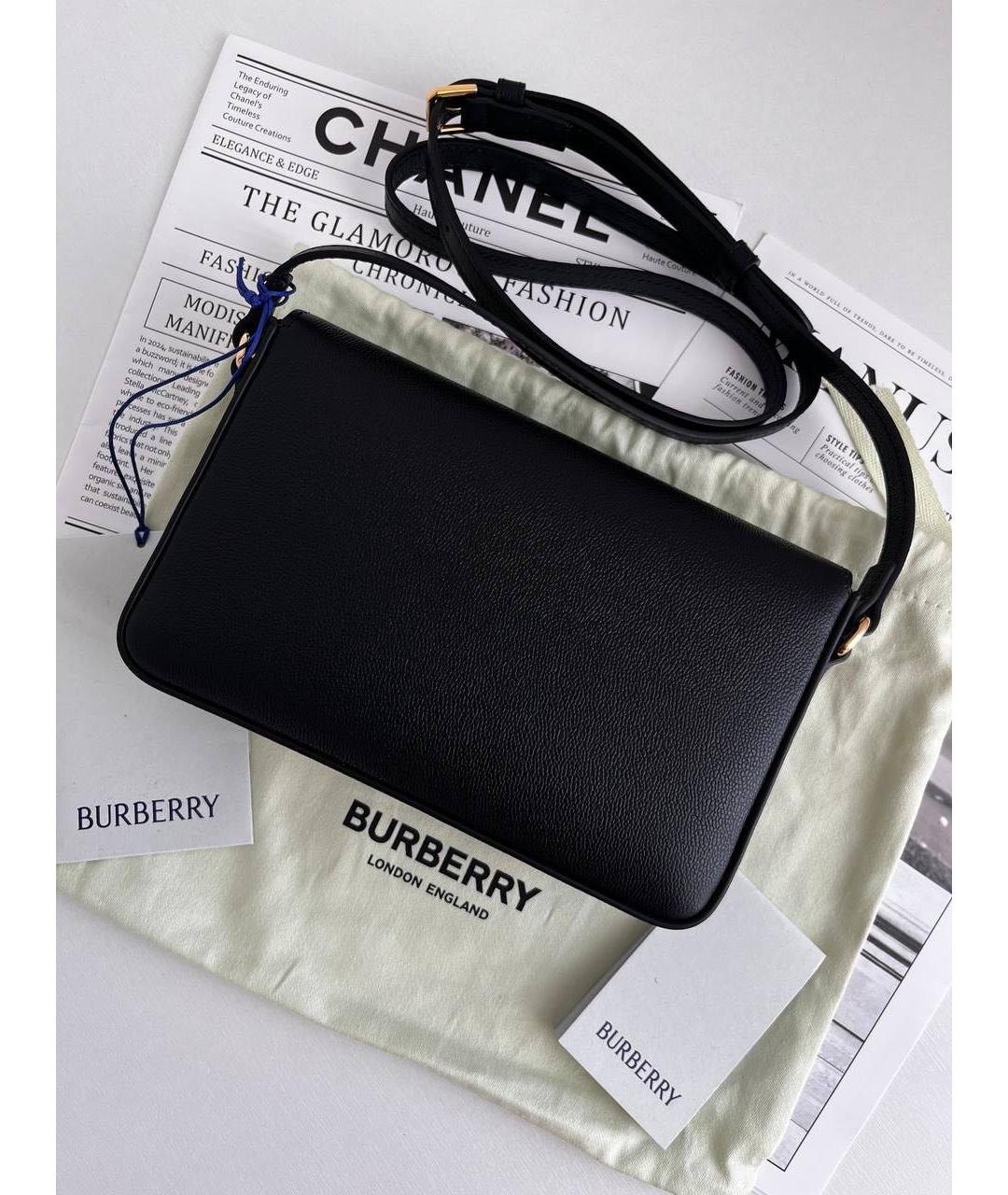 BURBERRY Черная кожаная сумка через плечо, фото 3