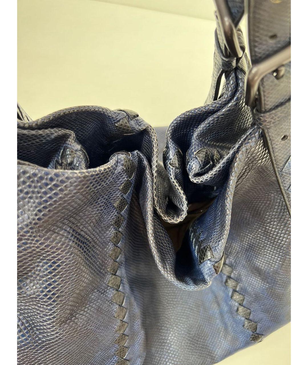 BOTTEGA VENETA Синяя кожаная сумка тоут, фото 5