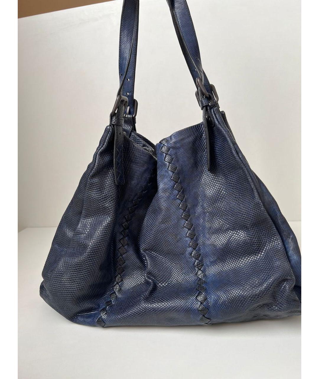 BOTTEGA VENETA Синяя кожаная сумка тоут, фото 4