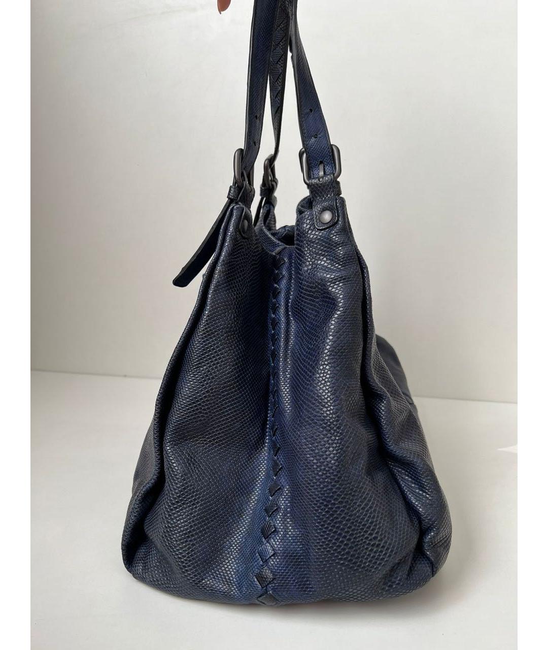 BOTTEGA VENETA Синяя кожаная сумка тоут, фото 3