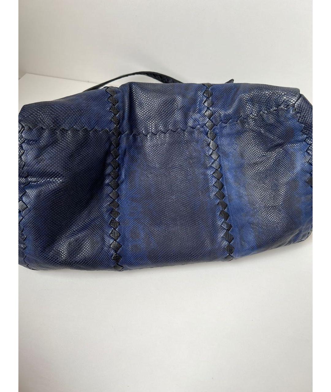 BOTTEGA VENETA Синяя кожаная сумка тоут, фото 7