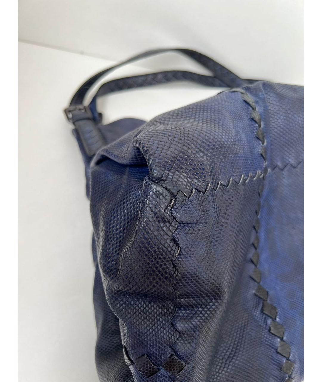 BOTTEGA VENETA Синяя кожаная сумка тоут, фото 8