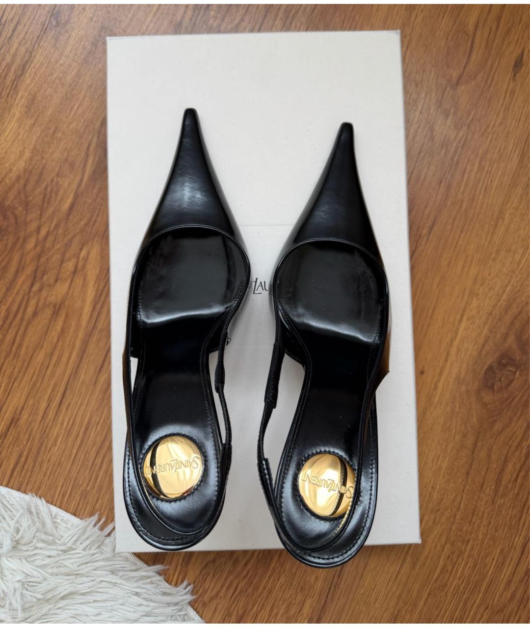 SAINT LAURENT Черные кожаные туфли, фото 3