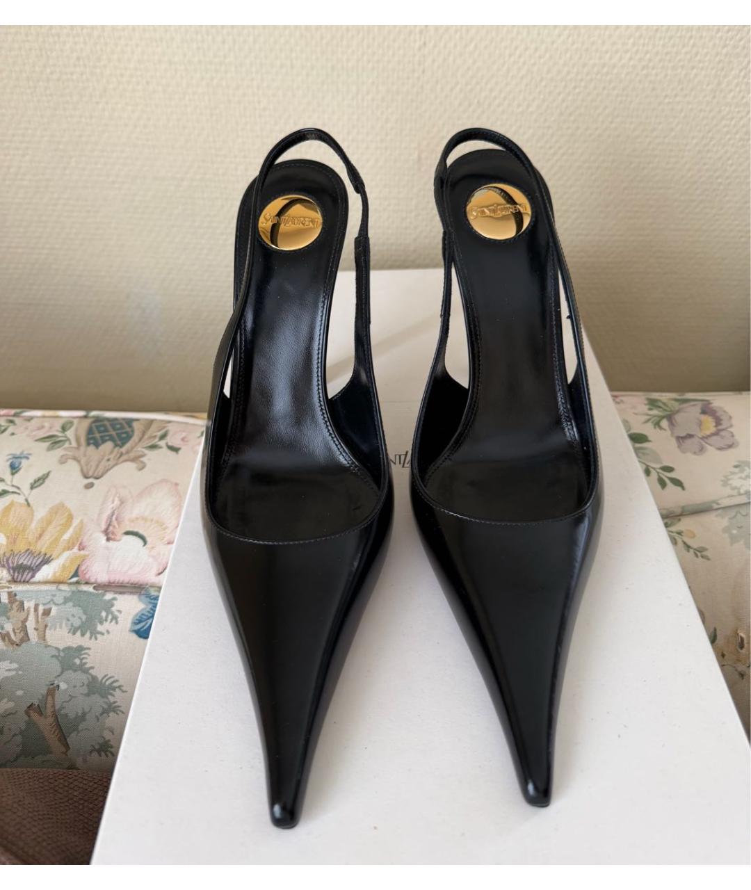 SAINT LAURENT Черные кожаные туфли, фото 2