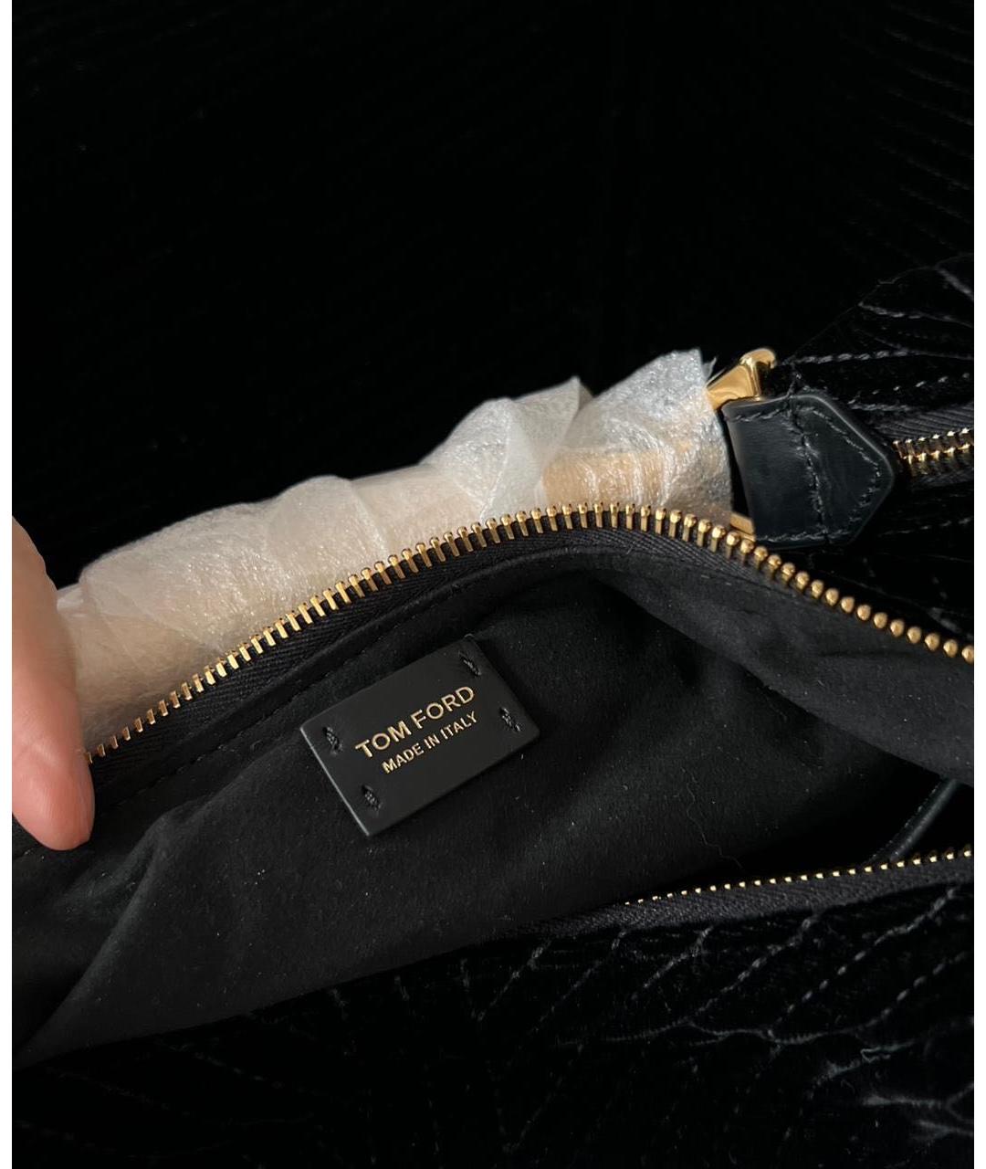 TOM FORD Черная бархатная сумка тоут, фото 4