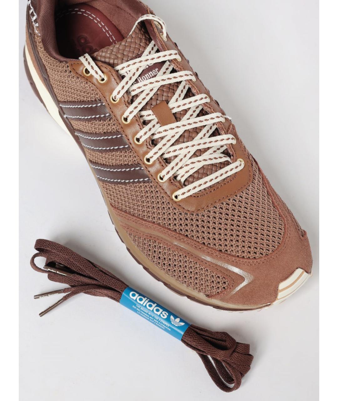 ADIDAS Коричневые кожаные низкие кроссовки / кеды, фото 4