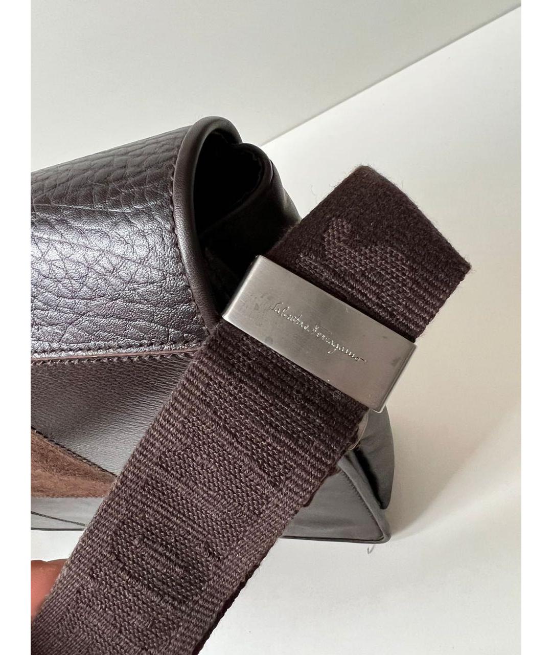 FERRAGAMO Коричневая кожаная барсетка, фото 8
