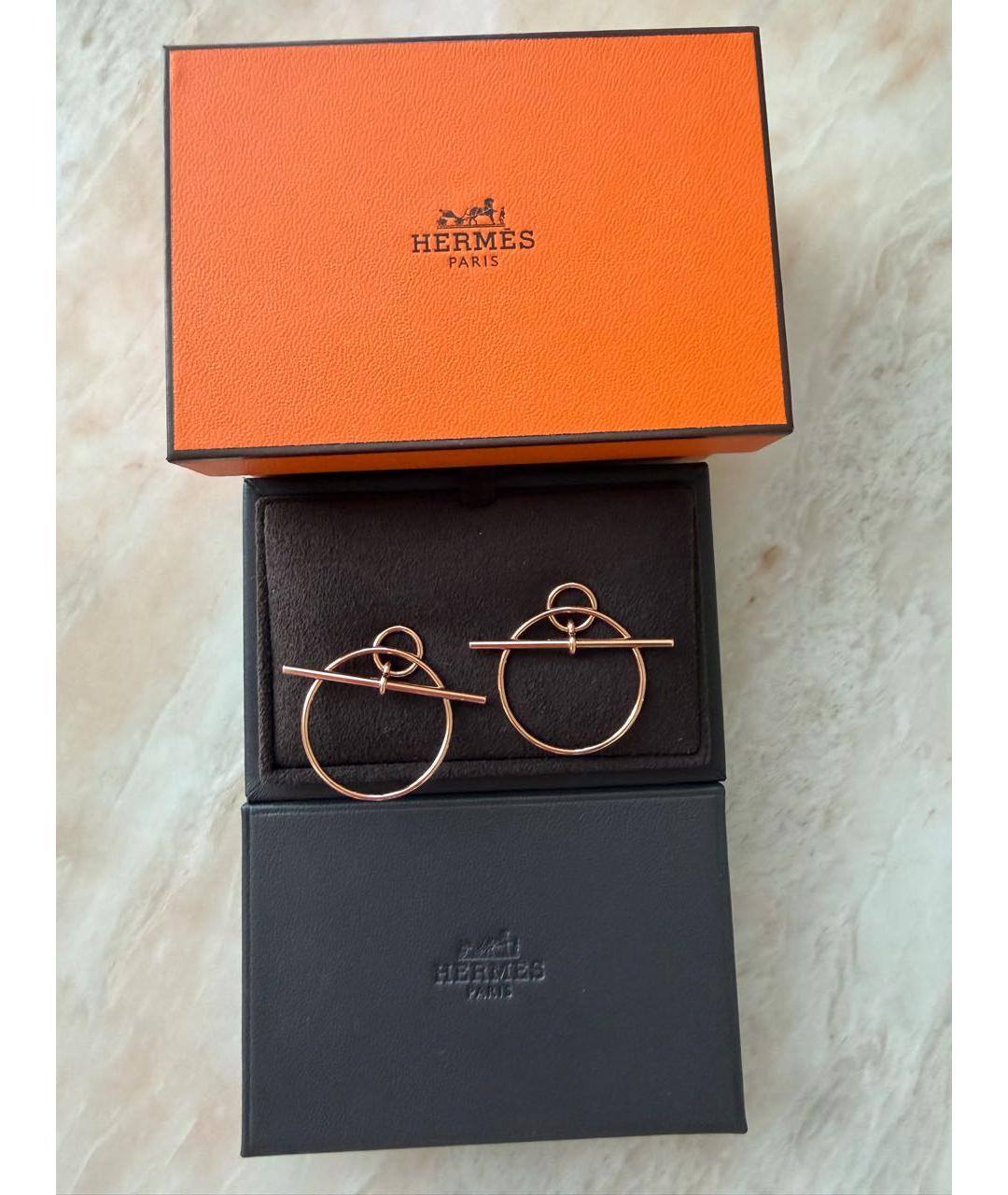 HERMES Розовые серьги из розового золота, фото 3