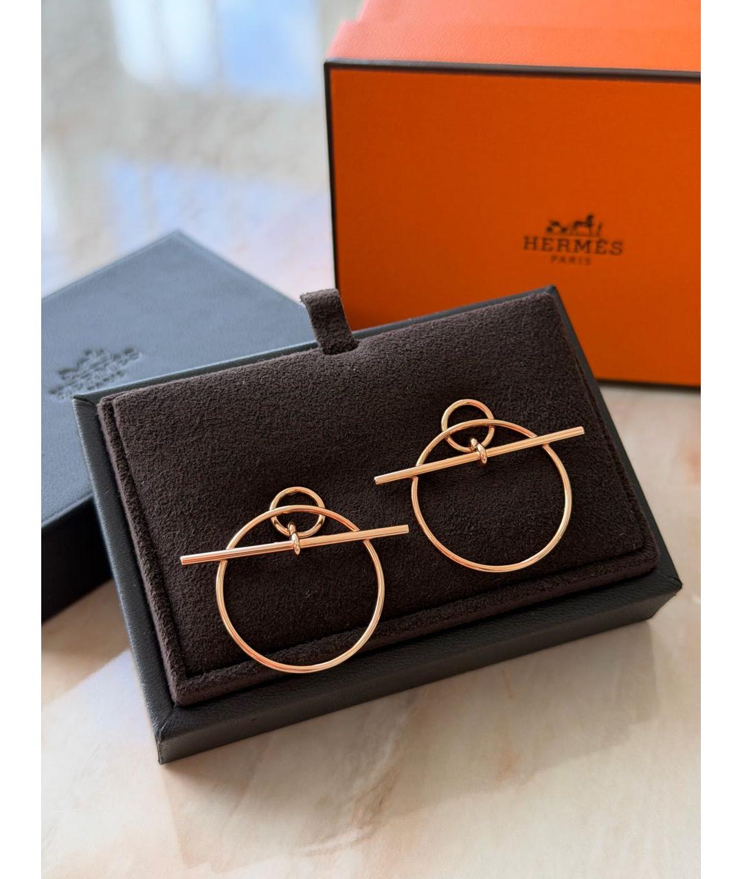 HERMES Розовые серьги из розового золота, фото 4