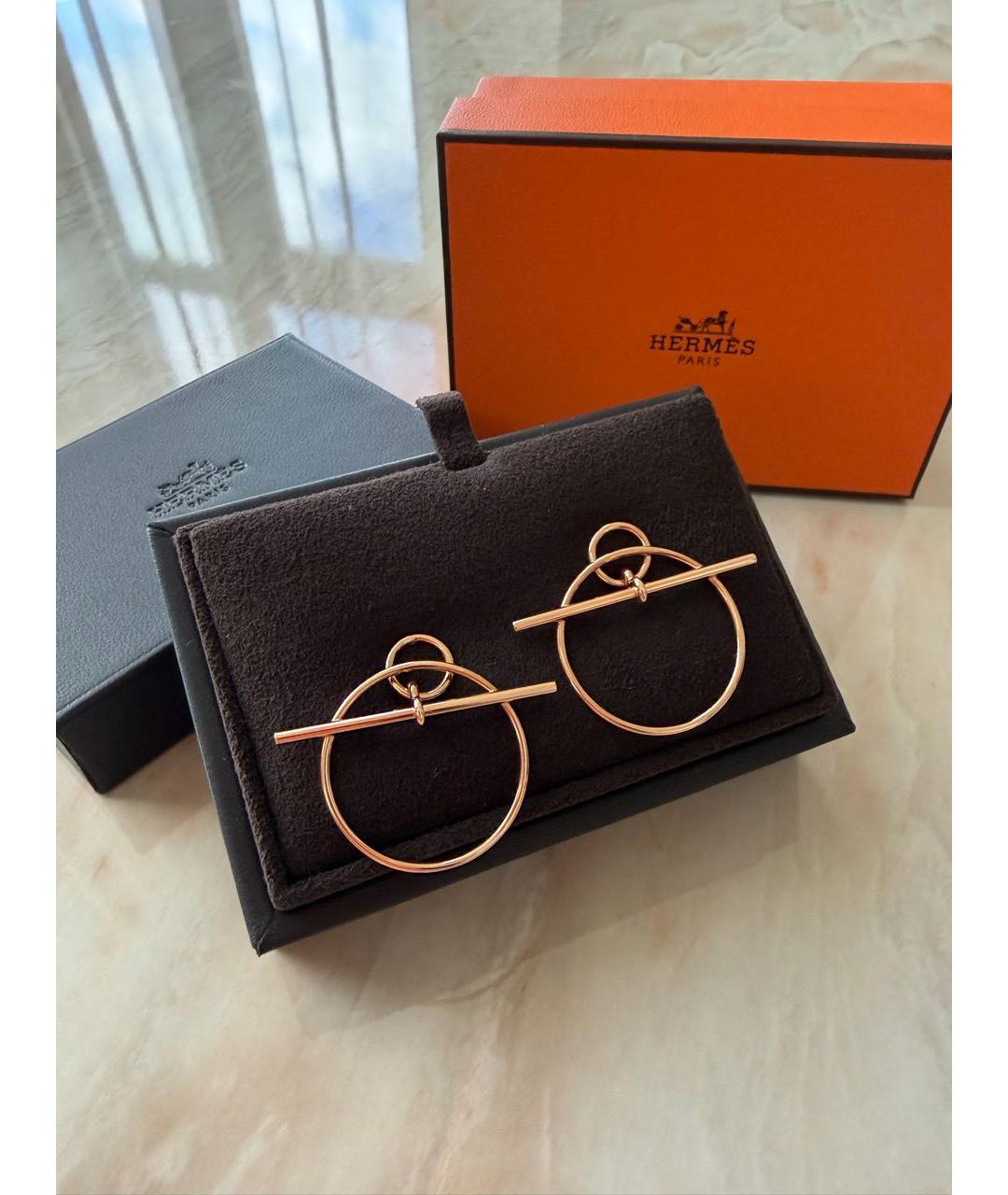 HERMES Розовые серьги из розового золота, фото 2