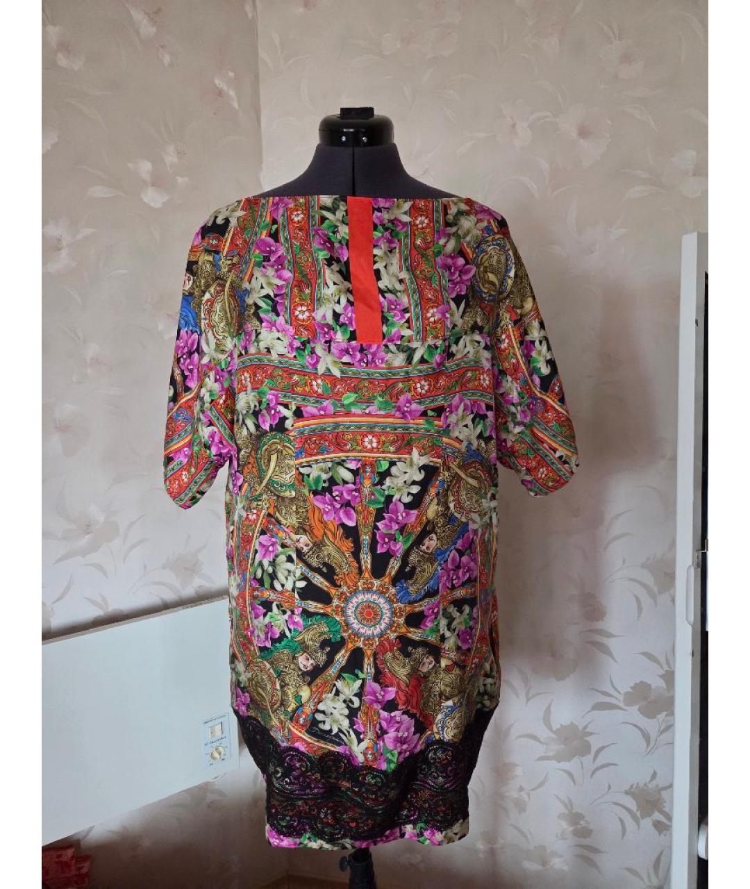 DOLCE&GABBANA Мульти шелковое платье, фото 5