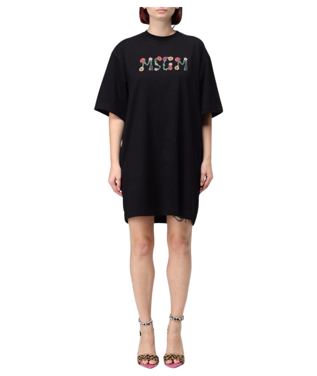 MSGM Черное хлопковое повседневное платье, фото 1